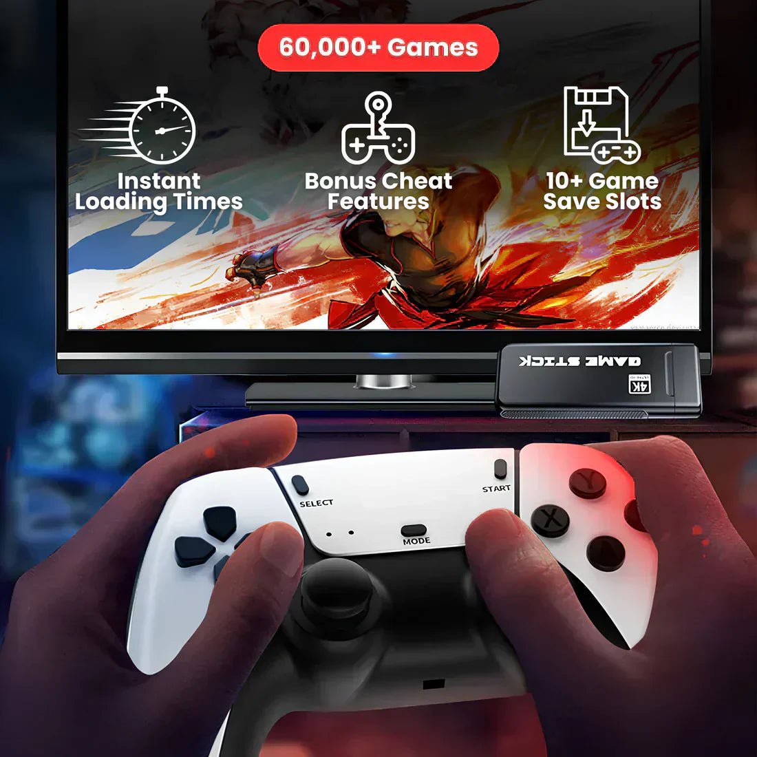 BELLENUV™ - WIRELESS CONSOLE 60,000+ LICENSED GAMES + 2 FREE CONTROLLERS