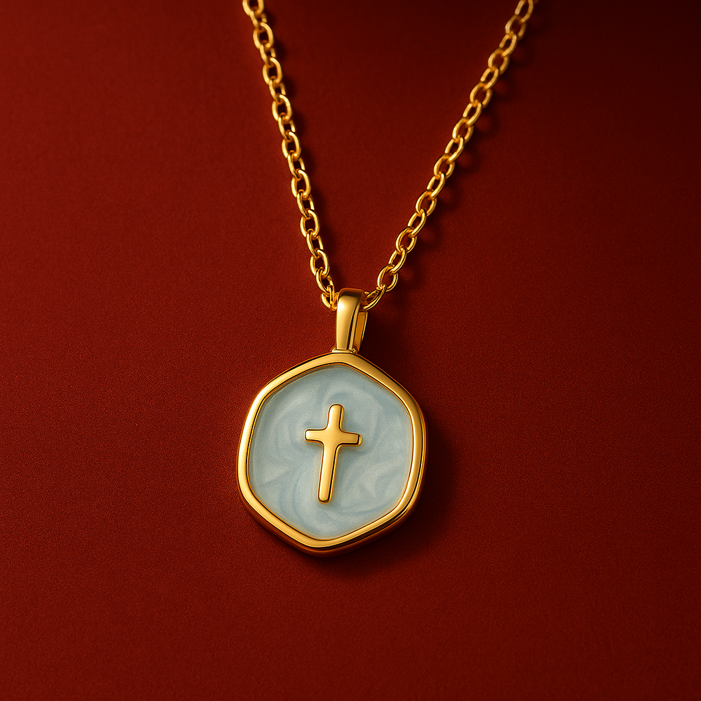 Enamel Cross Pendant Necklace - The Faith Collection
