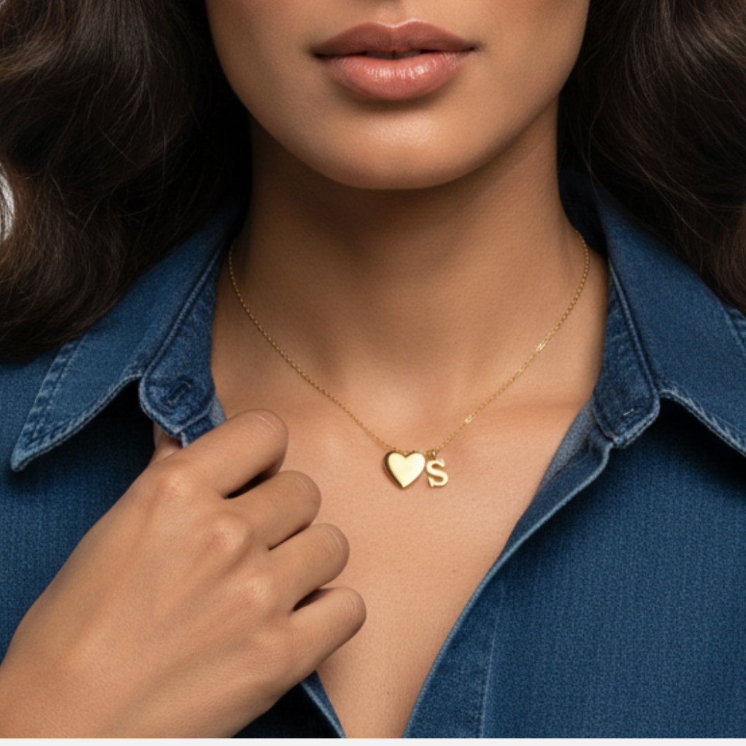 Muse Collection - Personalized Heart & Initial Gold Necklace- Limited Edition