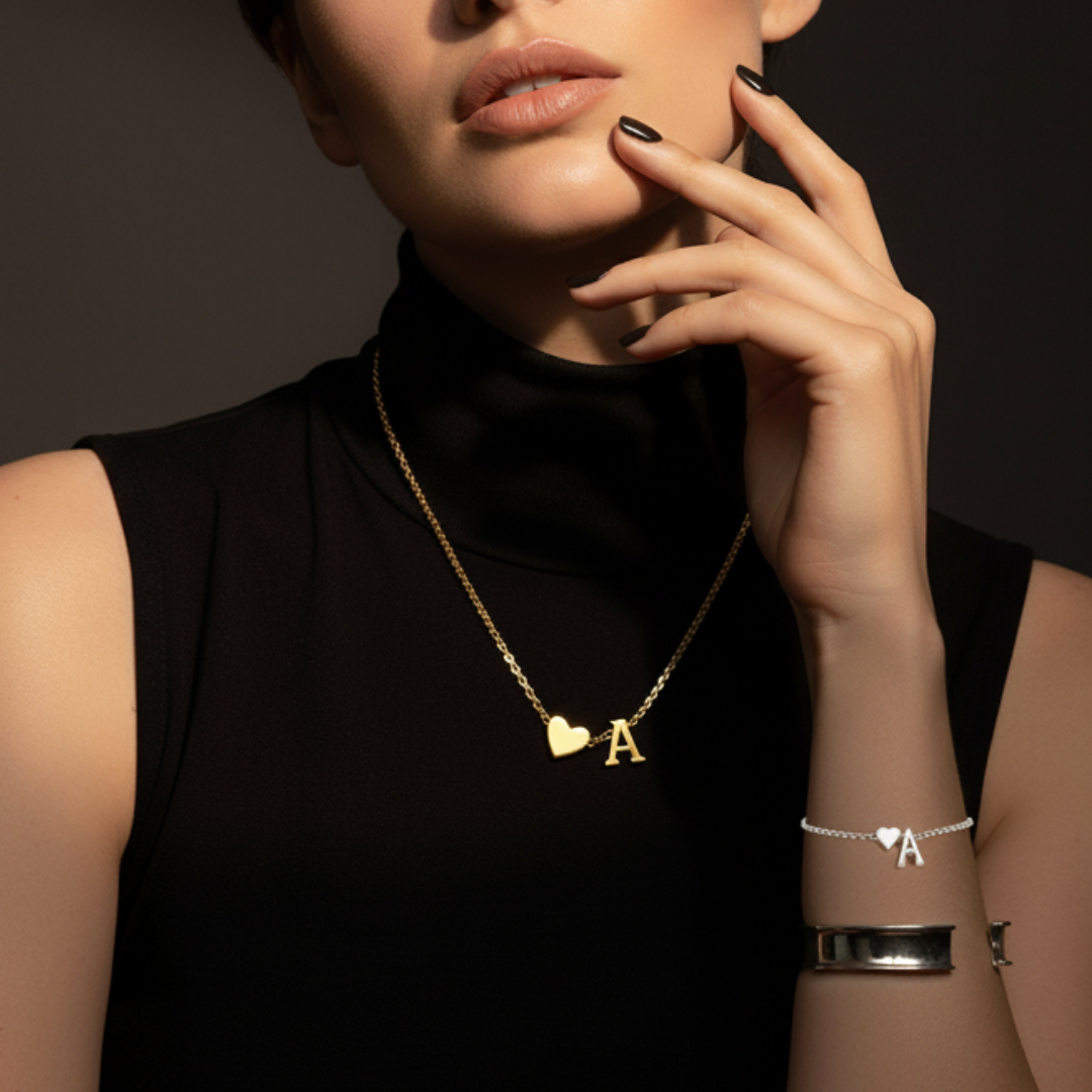 Muse Collection - Personalized Heart & Initial Gold Necklace- Limited Edition