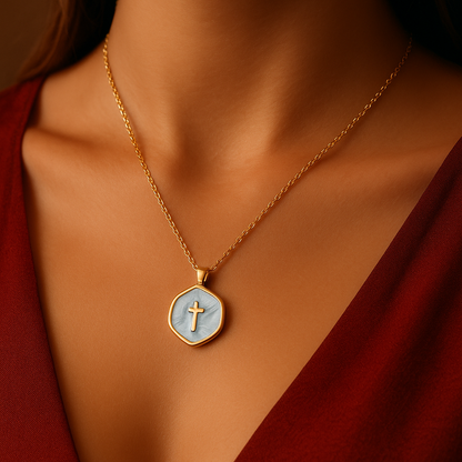 Enamel Cross Pendant Necklace - The Faith Collection