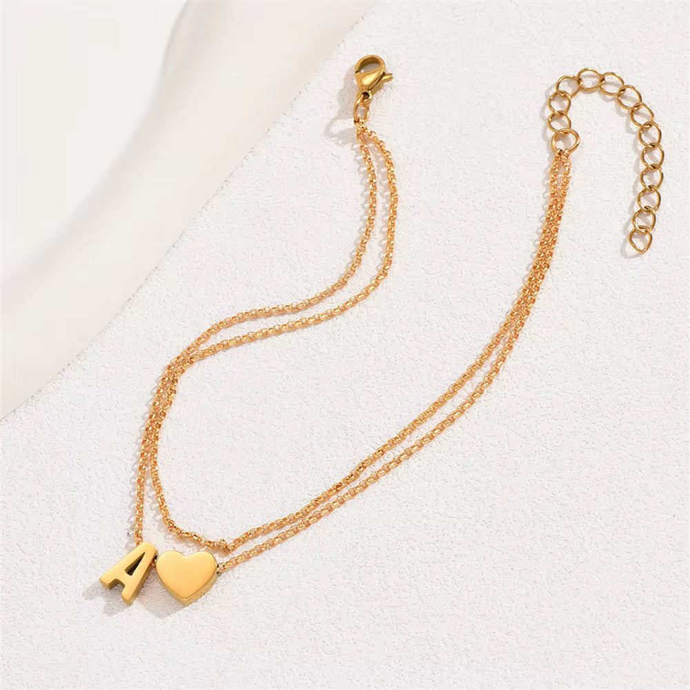 Heart & Initial Bracelet -Muse Collection