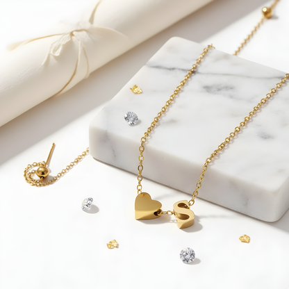Personalized Heart & Initial Necklace- Limited Edition - Muse Collection