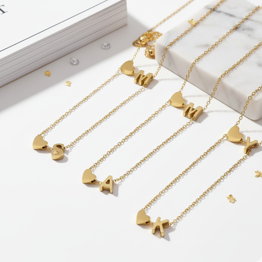 Muse Collection - Personalized Heart & Initial Gold Necklace- Limited Edition