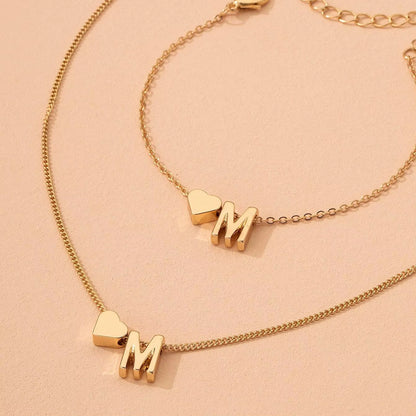 Heart & Initial Bracelet -Muse Collection