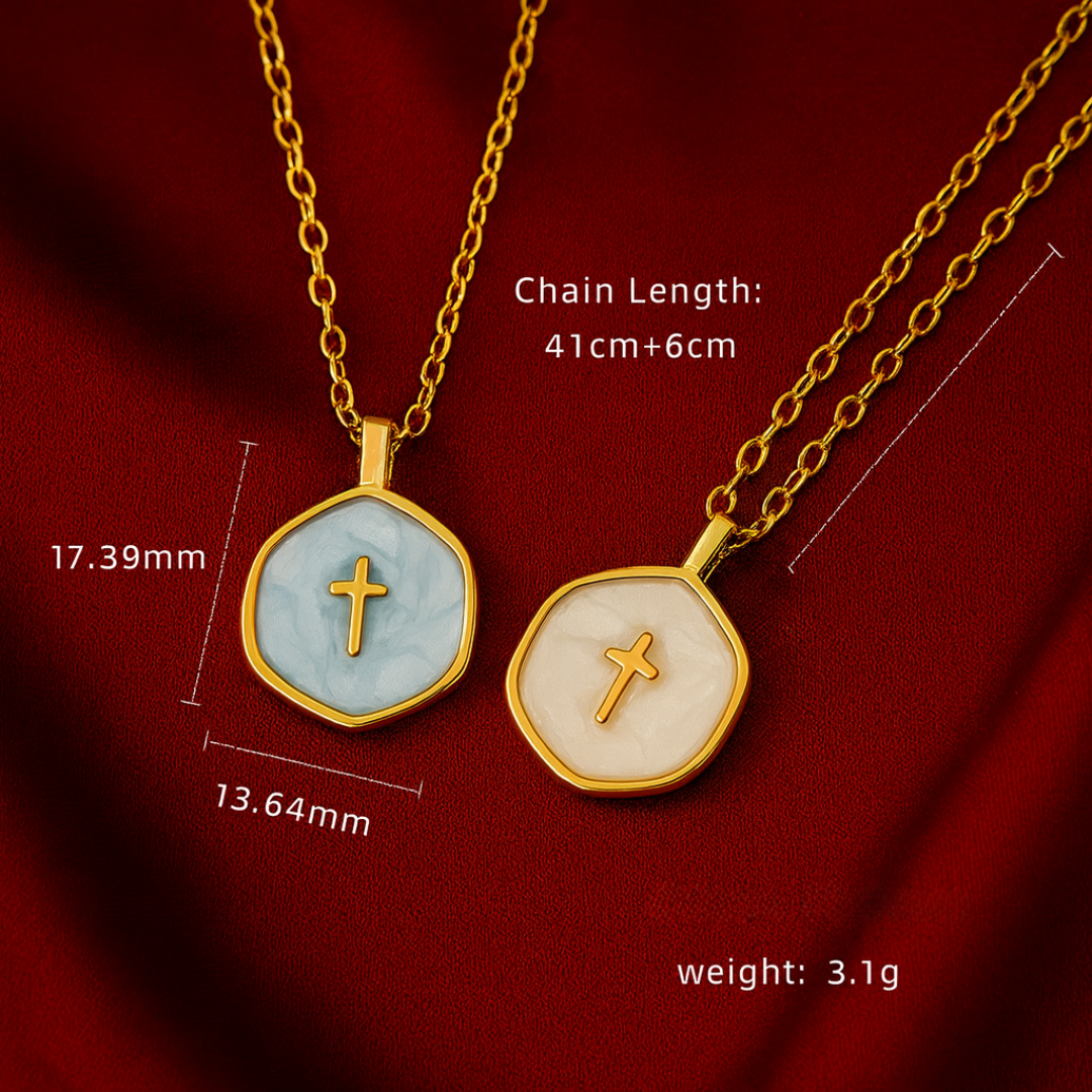 Enamel Cross Pendant Necklace - The Faith Collection